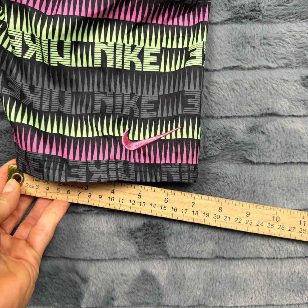 Nike Boys Swim Trunks Black Pink Lime Geometric Logo NESSE803 Size Small S